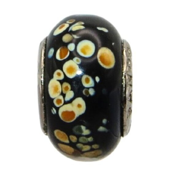 Pandora Rare! Klint -style Black with Multicolored Murano Glass & SS .925 Charm - Picture 3 of 6